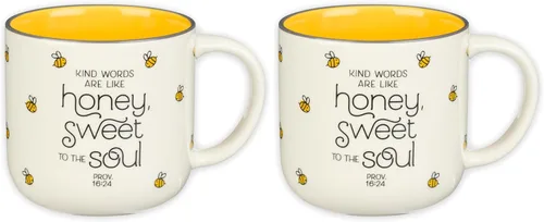 Miniatura 10 de Christian Art Gifts Taza grande de cerámica para café y té para mujeres: Las palabras amables son como la miel Versículo bíblico inspirador,