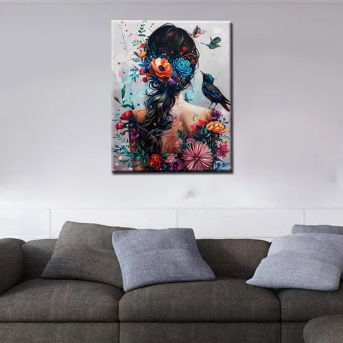 Miniatura 3 de Tucocoo Pintura de mujeres y mariposas por números para adultos principiantes, pintura de frutas por números sobre lienzo, fácil de pintar