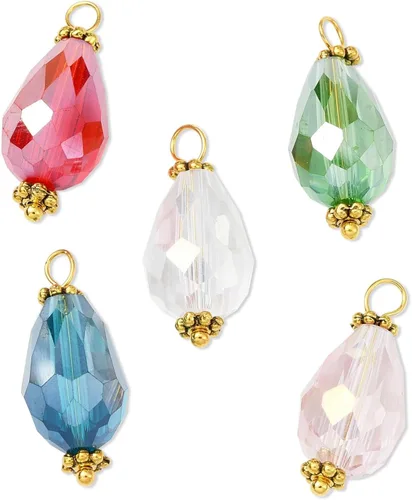 Ipotkitt 100 dijes de cristal colorido con forma de lágrima de cristal facetado para hacer aretes, collares, joyas