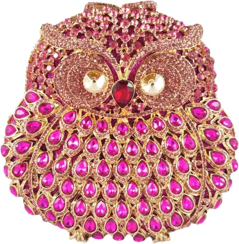 Boutique De FGG Mini bolso de mano de cristal para fiesta de búho para mujer, bolsos de noche de animales, bolso de mano con diamantes de imitación