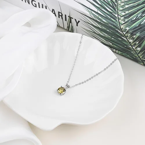 Miniatura 37 de 8mm Round Cubic Zirconia Sterling Silver Necklace Dainty Necklace Birthstone Jewelry Pendant Necklaces for Women