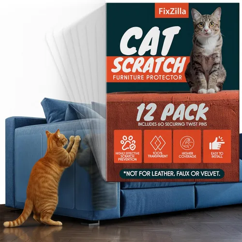 Miniatura 13 de Protector Anti Arañazos para Muebles de FixZilla, Juego de 8 Protectores para Sofá contra las Garras de los Gatos – Detergente Anti Arañazos