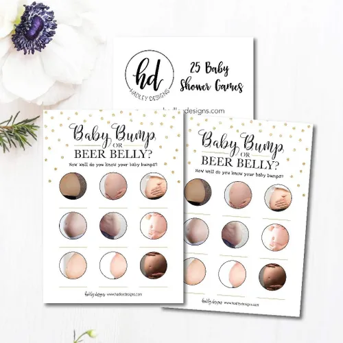 Miniatura 6 de Hadley Designs Juegos de baby shower para 25 invitados – Divertido juego de vientre de cerveza o baby bump, divertido juego de baby shower