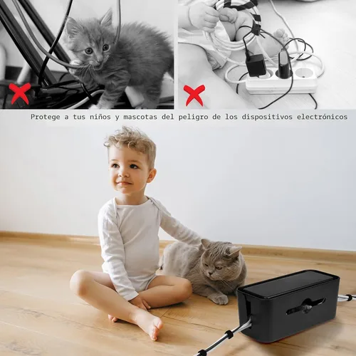 Miniatura 6 de Caja de organización de cables, caja organizadora de cables para escritorio y suelo, organizador de caja de cables para cubrir los cables de la tira