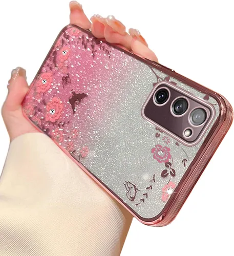 Miniatura 25 de Funda para Note 10, Galaxy Note 10 para mujer, cambio gradual con purpurina, cristal suave, TPU elegante, mariposa, floral, corazón, transparente