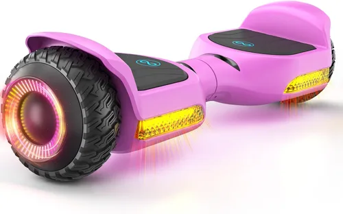 Gyroor Scooter de equilibrio automático G13 todo terreno con luces LED, autoequilibrio todoterreno con Bluetooth para niños de 6 a 12 años y Rosa