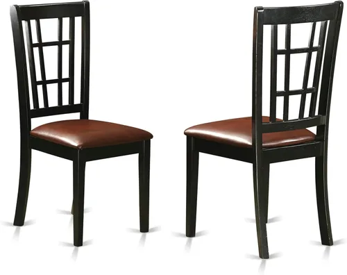 Miniatura 4 de East West Furniture Nicoli - Sillas de comedor de piel sintética de 39 pulgadas en color negro (juego de 2)