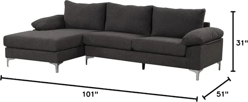 Miniatura 2 de Casa Andrea Milano Sofá seccional en forma de L Boucle grande moderno de lujo, con diván extra ancho