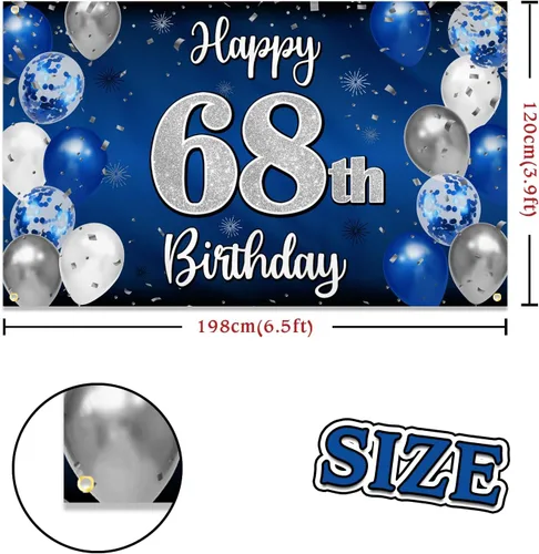 Miniatura 166 de Decoración de feliz cumpleaños 35, globo azul y plateado de 35 años, cartel grande de telón de fondo de cumpleaños, suministros para fiesta de 35th