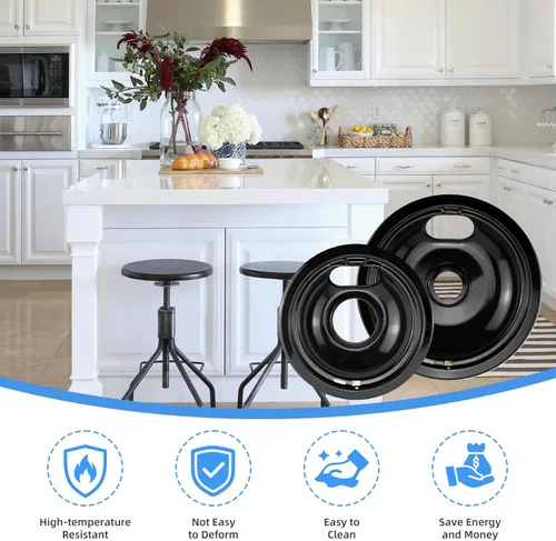 Miniatura 5 de Quemador de estufa negro de repuesto para quemador eléctrico GE Hotpoint, (2) 8 pulgadas WB31M19 (2) 6 pulgadas WB31M20 Set por APPLIANCEMATES