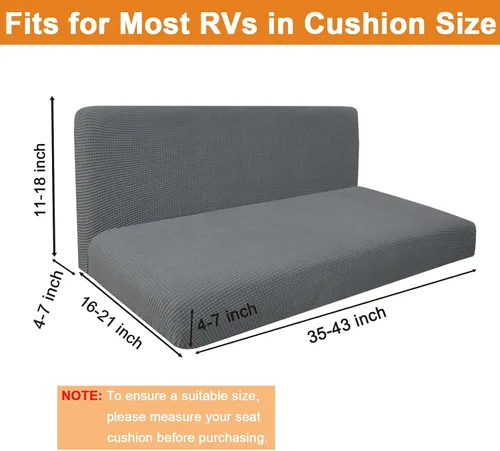 Miniatura 6 de 1 juego de fundas de cojín elásticas para autocaravana con 1 funda de respaldo, 1 funda de banco, lavable a máquina, ajuste universal para fundas