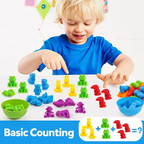 Miniatura 4 de GKDOMS Juguete de contar animales, juego a juego con cuencos de clasificación, actividades de aprendizaje preescolar, juguetes sensoriales