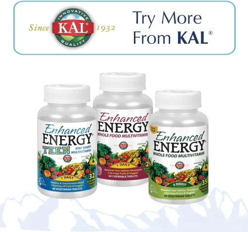 Miniatura 5 de KAL Guarana 800 Aproximadamente 28 miligramos de cafeína de origen natural Energía saludable y apoyo para la concentración 120 tabletas