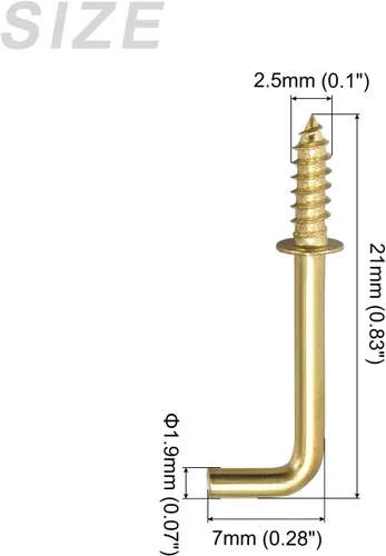 Miniatura 2 de METALLIXITY Ganchos de tornillo para colgar (0.827 in/0.83 pulgadas), 50 unidades, gancho de techo de acero al carbono, ganchos de metal
