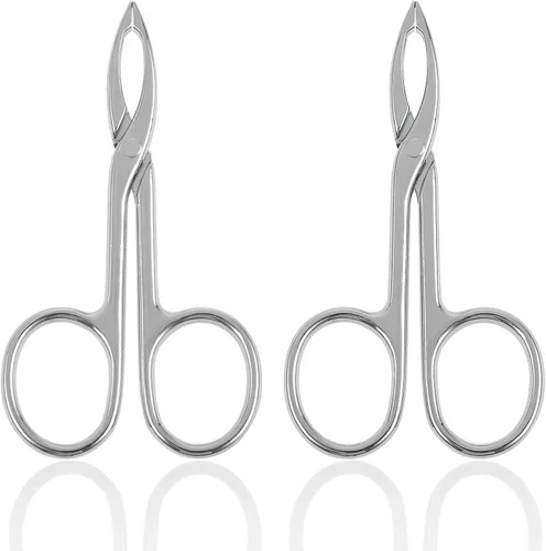 Miniatura 8 de WLLHYF 2 piezas de tijeras para cejas, pinzas con mango de punta recta, removedor de tijeras para cejas, cabello facial, cuidado de las cejas