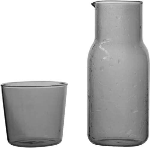 Miniatura 9 de Juego de jarras de agua de vidrio para mesita de noche con taza, jarra de vidrio con tapa para enjuague bucal para dormitorio, baño, jugo, vino