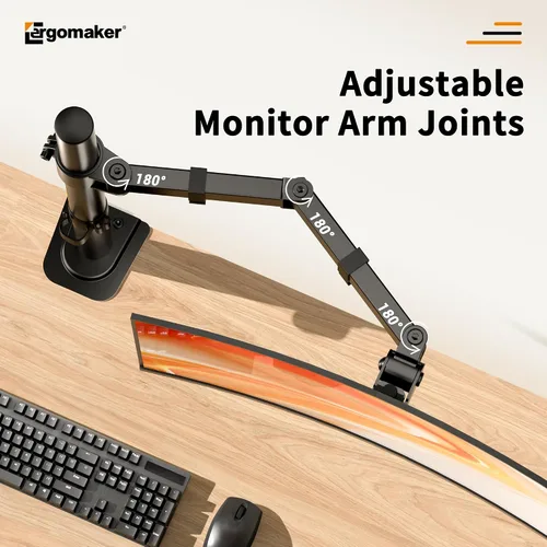 Miniatura 4 de ERGOMAKER – Soporte de escritorio para monitor único, soporte de monitor se ajusta a pantallas LCD de 13" a 27", brazo de pantalla completamente