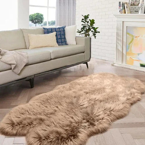 Miniatura 46 de ORINOVA Alfombras de pelo sintético lavable de color gris plateado claro para dormitorio, alfombra de felpa para sala de estar, alfombra