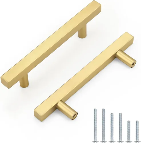 Miniatura 26 de Probrico Paquete de 5 manijas de gabinete, color negro, 2-1/2 pulgadas (2.520 in), barra cuadrada en T, manijas de gabinete de cocina, tiradores