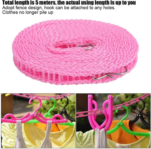 Miniatura 3 de Tendedero de ropa, cuerda de secado de ropa, resistente al viento, tendedero de viaje para interiores y exteriores, tendedero de ropa para camping
