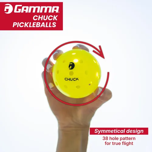 Miniatura 3 de GAMMA Chuck Pickleballs para jugar al aire libre, diseño simétrico de 38 agujeros, bola oficial de DUPR y NPL, aprobada por USAPA para juego