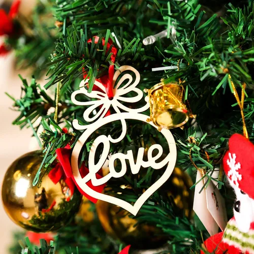 Miniatura 5 de Bememo 30 adornos de Navidad a granel de madera para árbol de Navidad, colgantes de fe, esperanza, rústico, religioso, cristiano, adornos huecos