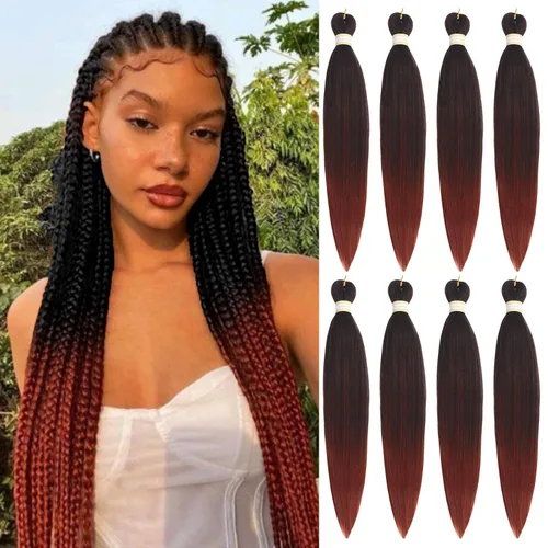 Miniatura 57 de Beyond Beauty - Trenzas preestiradas de cabello profesional sin picazón, ajuste de agua caliente, fibra sintética, textura Yaki, extensiones