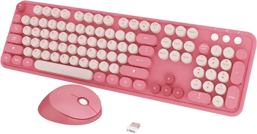 Miniatura 14 de Combo de teclado y mouse inalámbricos, teclado blanco lindo de 104 teclas con pad numérico y mouse para Windows, computadora, PC, portátil (blanco)