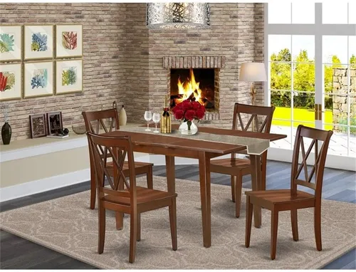 Miniatura 2 de East West Furniture PSCL5-MAH-W - Juego de mesa de comedor de 5 piezas, incluye una mesa de cocina rectangular con hojas de mariposa y 4 sillas