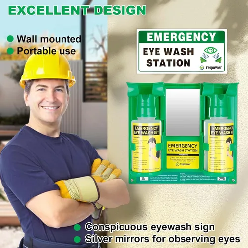 Miniatura 4 de Estación Portátil de Lavado de Ojos Aprobada por OSHA - Kit de Botellas de Lavado de Ojos de Emergencia Mejorado Limpia Ambos Ojos Simultáneamente