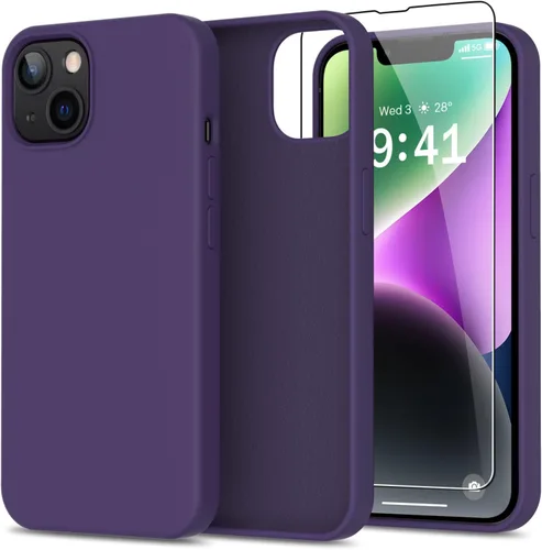 Miniatura 32 de bemal Funda para iPhone 14 Pro con protector de pantalla, silicona líquida de ajuste delgado, forro de microfibra suave, diseñada para mujeres