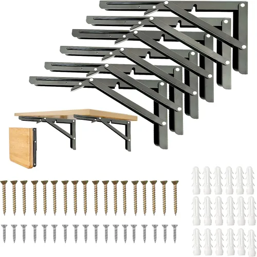 Miniatura 13 de Bisagra de Mesa Plegable de 20 Pulgadas, 2 Piezas Soportes de Estante Plegables para Estante Plegable, Soportes de Mesa Plegable de Montaje en Pared