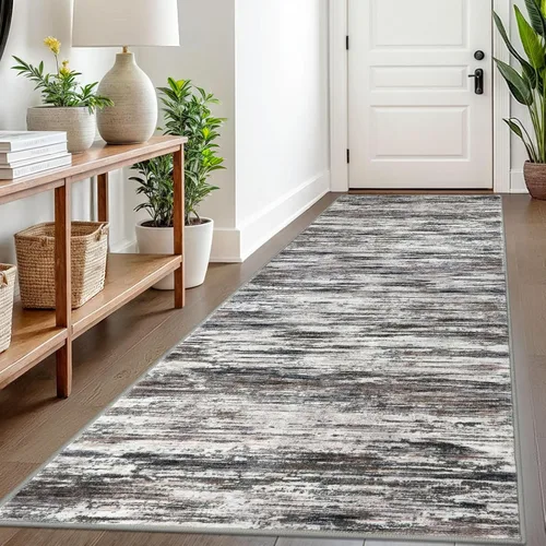Miniatura 73 de SIILOOM 2 x 3 Alfombra moderna y abstracta para entrada, alfombra neutra azul marino gris multicolor súper suave de área pequeña, alfombras lavables