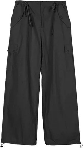 Miniatura 2 de Rolanko Pantalones de paracaídas para niñas, pantalones cargo Y2K con bolsillos, pantalones deportivos Harajuku para niños de 4 a 14 años