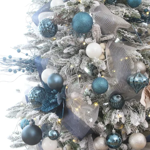 Miniatura 18 de Sea Team Paquete de 41 adornos de bolas de Navidad con cuerdas, bolas de tamaño mediano de 2.36 pulgadas, bombillas de Navidad de plástico Menta