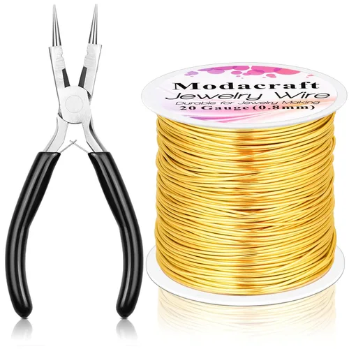 Miniatura 20 de Alambre de plata de calibre 20 para hacer joyas con alicates 4 en 1 Modacraft de 82 pies, alambre para manualidades de 0.8mm, alambre de cobre