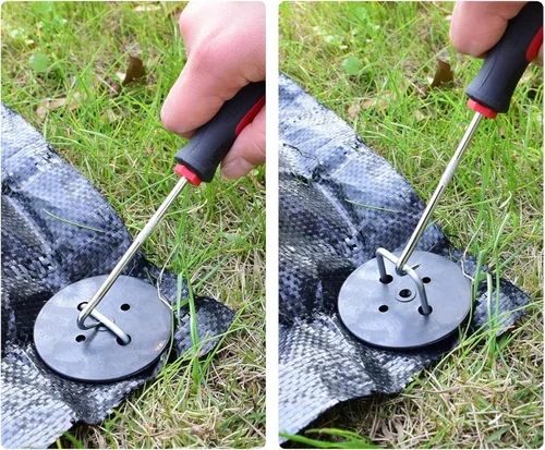Miniatura 4 de MySit Grapas de tela para malezas, pasadores de tela de paisaje de 6 pulgadas, grapas de jardín con gancho de púa, estacas en forma de U para suelo