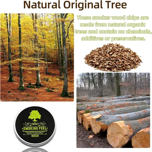Miniatura 3 de Ahumador para bebidas con virutas de madera, 8 sabores de virutas de madera naturales incluyendo cereza, manzana, nogal, haya, pera, nuez, durazno