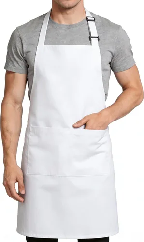 Miniatura 10 de Delantal de chef grande para hombres y mujeres, delantales de cocina con 2 bolsillos grandes, resistentes al agua y al aceite