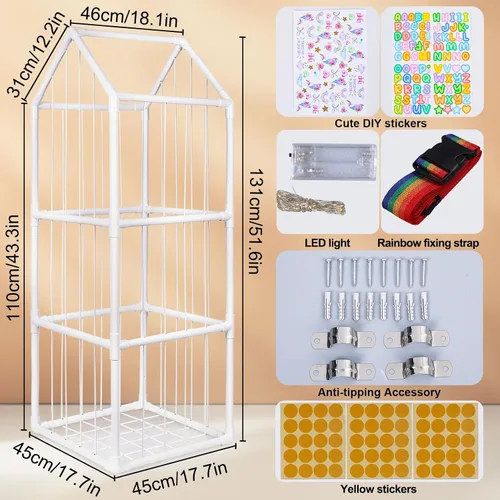 Miniatura 7 de Unicorn Castle Organizador de Almacenamiento de Juguetes Peluches de PVC Soporte para Animales de Peluche Estante para Guardería y Sala