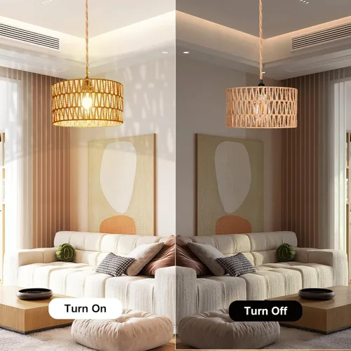 Miniatura 8 de Lámparas Colgantes de Ratán Luz Colgante Luces Colgantes Cable de 16.4 pies con Enchufe Lámpara Colgante que se Enchufa a Toma de Pared Iluminación
