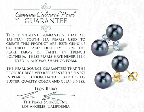 Miniatura 4 de The Pearl SOURCE - Pendientes redondos de plata de 14 quilates con perlas cultivadas en el mar del Sur de Tahití para mujer