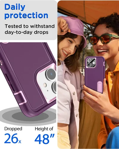 Miniatura 4 de AICase Funda para iPhone 11 con soporte integrado con protector de pantalla de vidrio + lente de cámara, resistente protección contra caídas, cuerpo