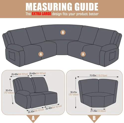 Miniatura 2 de VANSOFY Fundas de Sofá Seccional Reclinable Extra Grandes, Fundas Lavables de 5 Piezas para Sofá Seccional en Forma de L con Asiento de Esquina