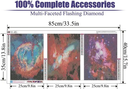 Miniatura 2 de pchmcu Paquete de 3 Kits de Pintura de Diamantes Galaxia para Adultos, Pintura de Arte de Diamantes 5D, Bricolaje Taladro Completo Cristal Estrás
