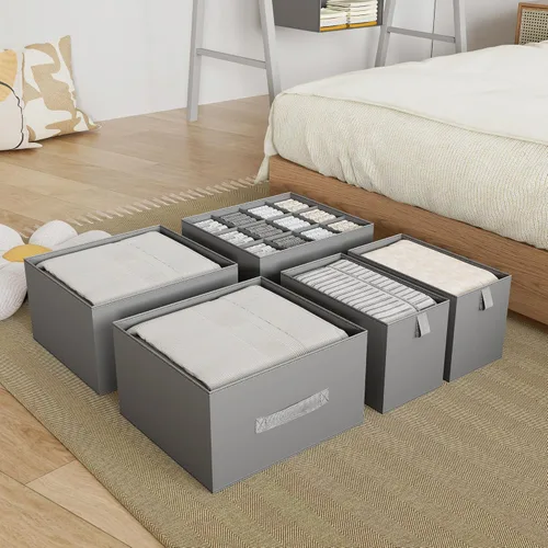 Miniatura 4 de Organizador colgante de armario con 6 estantes con 5 cajones diferentes, organizadores de armario plegables y almacenamiento para armario, armario