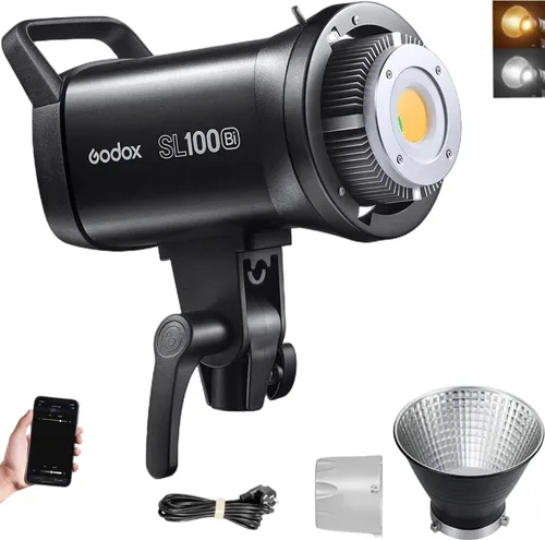 Miniatura 9 de Godox Luz de video LED SL100D, 100W 5600K 32100Lux @1M CRI 96+TLCI 97+ Bowens Mount COB LED luz continua, 8 efectos FX 0-100% brillo luz de estudio