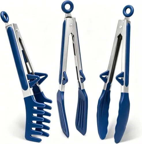 Miniatura 43 de Pinzas de cocina, pinzas de 9 pulgadas para cocinar con puntas de silicona, pinzas de silicona pequeñas de grado alimenticio, mini pinzas