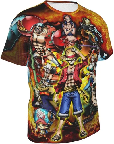 Miniatura 2 de Caubvty Camiseta de manga corta con estampado 3D de Monkey Luffy de una pieza para hombre y mujer