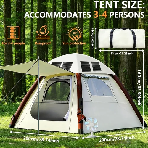 Miniatura 2 de Automatic Tents for Camping 4 Person with Rechargeable Device, Portable Carry 4000mm Waterproof & UV Protection Pop Up Tent, Easy Setup Instant